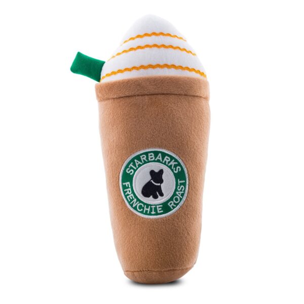 Starbarks Frenchie Roast Plush Toy with straw XL
