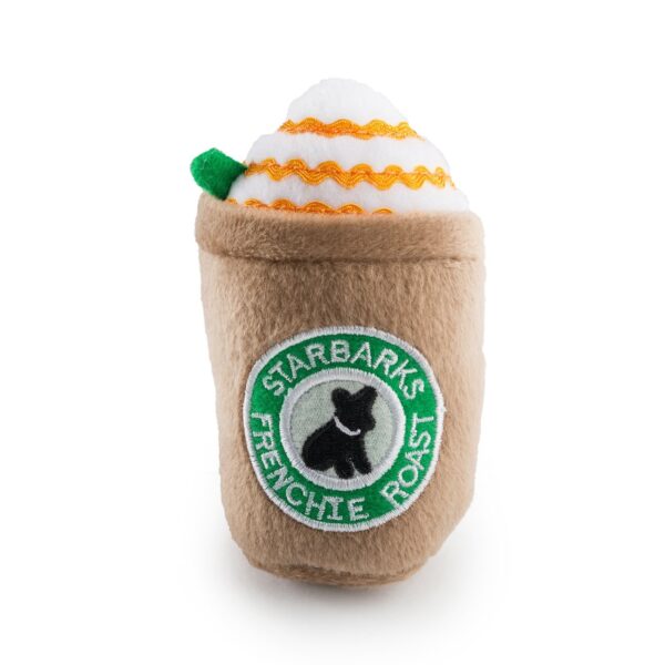 Starbarks Frenchie Roast Plush Toy with straw SMALL