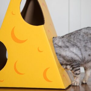 Giant Cheese Wedge Cardboard Cat House - Image 3