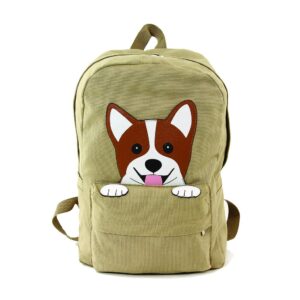 Peeking Corgi Dog Canvas Backpack
