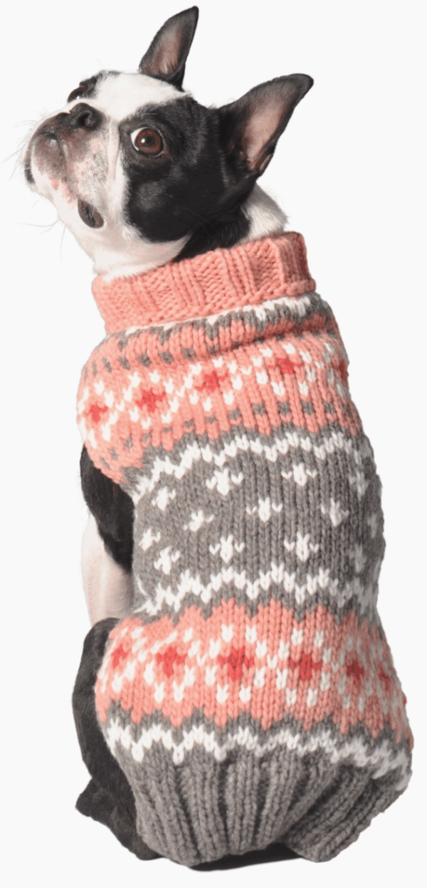 Peach Fairisle Dog Sweater