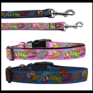 Superhero Sound Effects Nylon Dog Collar/Blue