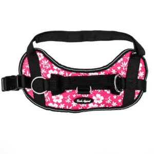 Reflective No Pull Harness Pink Hibiscus
