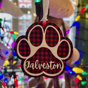 Buffalo Plaid Galveston Paw Print Ornament - Image 2