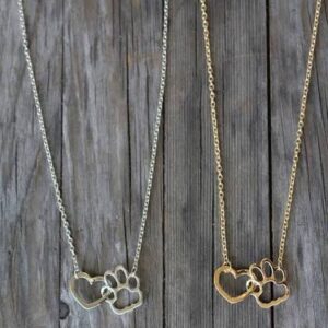 Paw Print Love Heart Necklace