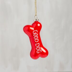 Glass Xmas Orn - Dog Bone