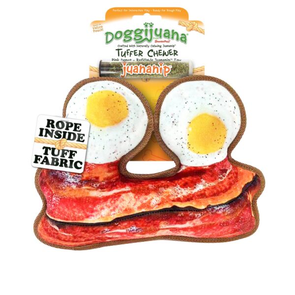 Tuffer Chewer Refillable Eggs and Bacon Toy