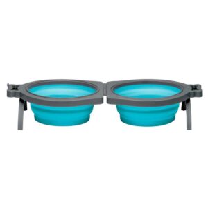 Travel Double Diner Dog Bowl Blue SM