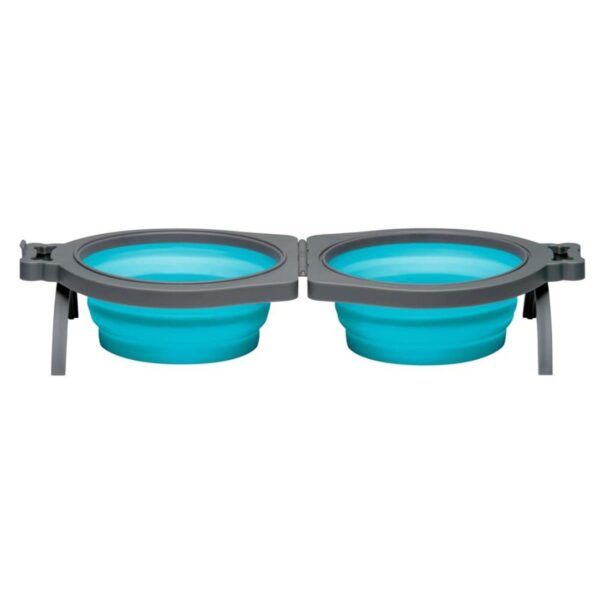 Travel Double Diner Dog Bowl Blue SM
