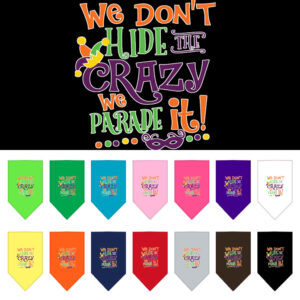 We Don't Hide the Crazy Mardi Gras Dog Purple Bandana
