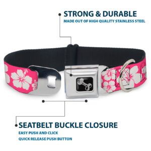 Dog Collar Bone -Hibiscus Neon Pink/White - Image 2
